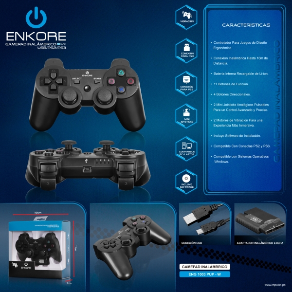 USB PS2 PS3 - ENG 1003 PUP - W B